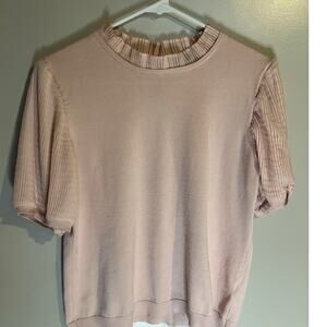 Adrianna Papell Womens Dot Puff Sleeve Blouse, Size Medium